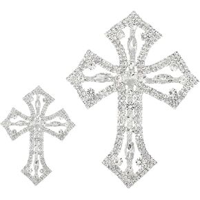 2Pcs Cross Patches Sparkling Rhinestone Applique Patches Sew on Rhinestone Patches for Clothes Dresses Jeans Jackets Bags Backpacks Hats Shoes Embellishments in Kuwait