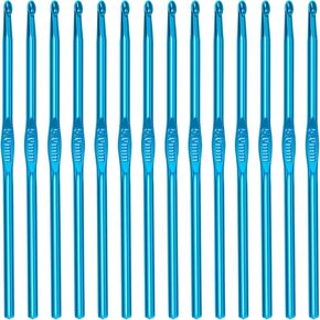 14 Pcs Bulk Crochet Hooks, 5mm Crochet Hook US Size H (Size 8) Aluminum Knitting Needles, Crochet Hooks for Beginners for Yarn Craft, DIY Yarn Crafts Beginners (Blue) in Kuwait