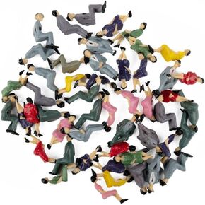 50-Piece 1:32 Scale Sitting Plastic Miniature Figures – Multicolor Decorative Architectural Model People for Dioramas, Train Layouts & Scene Building (44mm Height) in Kuwait