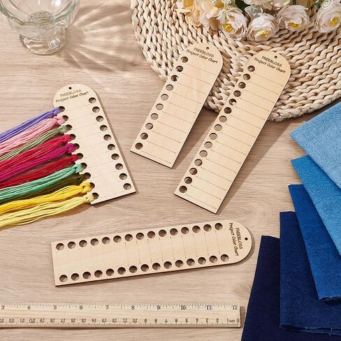 freebloss 4pcs مشروع مخطط الألوان قابل للمسح وإعادة الاستخدام الخشب درجة الحرارة بطانية مخطط الألوان الصوف الظل المنظم بطاقة بطانية مخطط لموضوع الكروشيه الحياكة الملحقات، 10/20/15/30 ثقوب in Kuwait