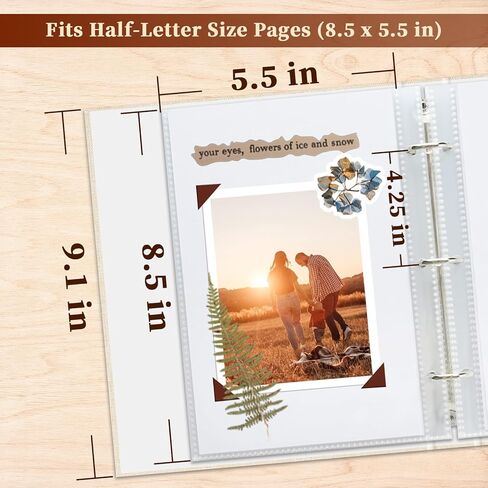 8.5X11 Inch 3 Ring DIY Scrapbook Photo Album, Linen Cover Scrapbooks Photobook with 20 Sheets Plastic Sleeves 40 Pages Blank White Inner Pages for Wedding Birthday Baby Travel Pink in Saudi Arabia