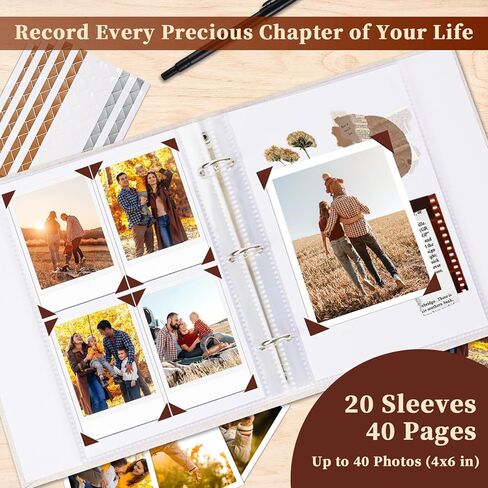 8.5X11 Inch 3 Ring DIY Scrapbook Photo Album, Linen Cover Scrapbooks Photobook with 20 Sheets Plastic Sleeves 40 Pages Blank White Inner Pages for Wedding Birthday Baby Travel Pink in Saudi Arabia