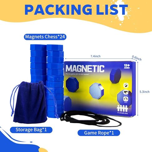 Magnetic Game with String & Stones, 24 Piece Magnetic Chess Game for Kids & Adults, Puzzle Strategy Board Games for Family Night, Travel, Party & Camping﻿ in Saudi Arabia