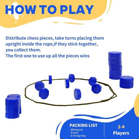 Magnetic Game with String & Stones, 24 Piece Magnetic Chess Game for Kids & Adults, Puzzle Strategy Board Games for Family Night, Travel, Party & Camping﻿ in Saudi Arabia