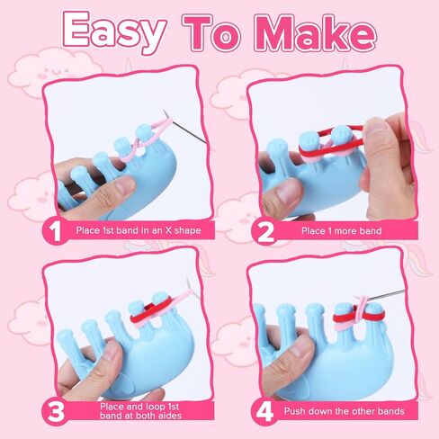 Lufstd Bracelet Making Kit for Girls Age 8-12, Arts and Crafts for Kids Weaving Rainbow Bands kit, 1200+ Colorful Hair Ties DIY Toys for Friendship Birthday Gifts for DIY Beginners in Saudi Arabia