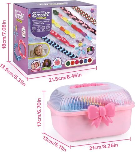 Lufstd Bracelet Making Kit for Girls Age 8-12, Arts and Crafts for Kids Weaving Rainbow Bands kit, 1200+ Colorful Hair Ties DIY Toys for Friendship Birthday Gifts for DIY Beginners in Saudi Arabia