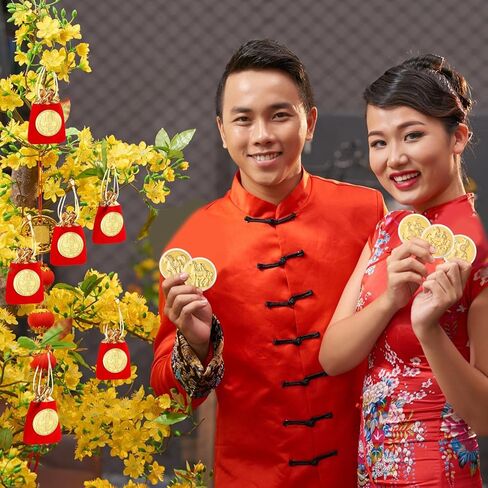 Kigeli 20 Pcs Chinese New Year Coins 2026 Lunar New Year of the Horse Commemorative Coins Zodiac with Red Drawstring Bags Gold Foil Decor Coin for Party Spring Festival Gifts, Lucky Feng Shui Supplies in Saudi Arabia