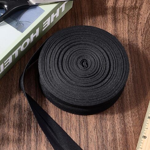 21.87 Yards 0.98 Inch Black Bias Binding Tape Webbing Fabric Ribbon Double Fold Polycotton Versatile Hemming Quilting Tapes for Sewing Making Clothes Quilt Seaming Piping DIY Craft Supply in Saudi Arabia