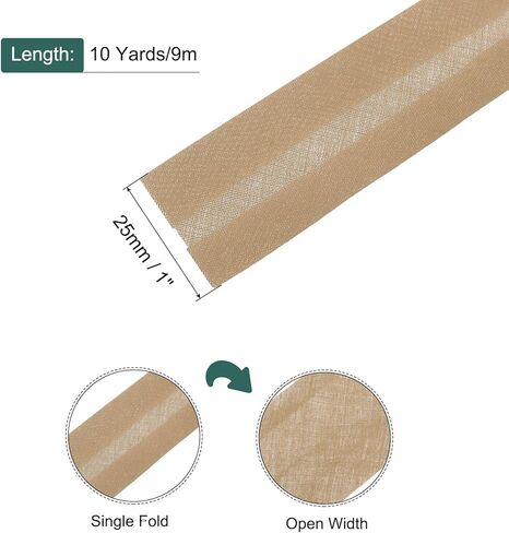 Generic 1 Inch Single Fold Bias Tape Polyester Continuous Bulk Bias Tape for Sewing,Seaming Quilting Hemming Binding Crafts (Khaki 10 Yards) in Saudi Arabia