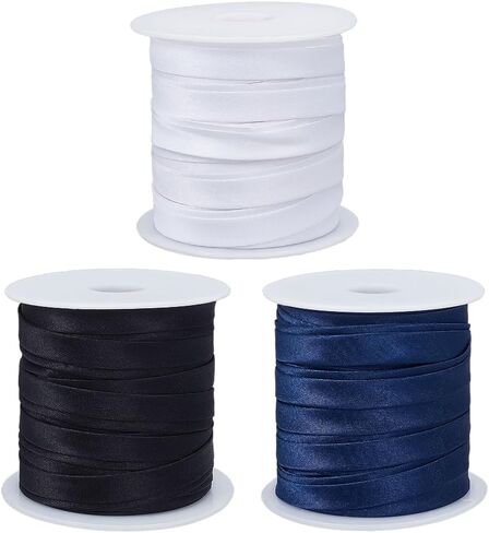 BENECREAT 41 Yards 3 Colors Satin Bias Tape, 3/8Inch Double Fold Satin Binding Bias Ribbon for Cheongsam Decoration, Clothing Seaming Piping, Mixed Color in Saudi Arabia