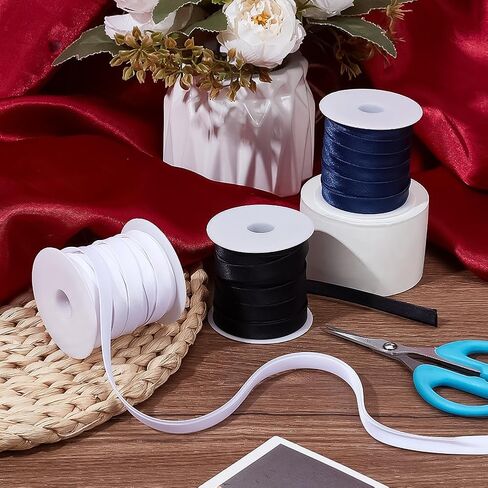 BENECREAT 41 Yards 3 Colors Satin Bias Tape, 3/8Inch Double Fold Satin Binding Bias Ribbon for Cheongsam Decoration, Clothing Seaming Piping, Mixed Color in Saudi Arabia