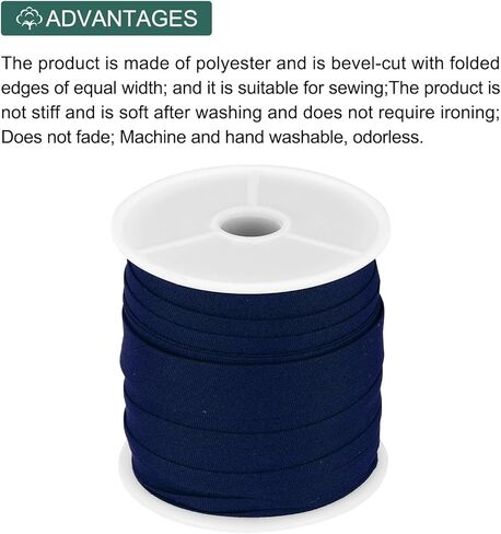 Generic 1/2 Inch Single Fold Bias Tape Cotton Continuous Bulk Bias Tape for Sewing,Seaming Quilting Hemming Binding Crafts (Navy Blue 25 Yards) in Saudi Arabia