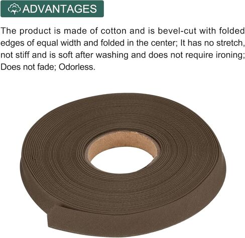 Generic 1/2 Inch Double Fold Bias Tape Polyester Continuous Bulk Bias Tape for Sewing,Seaming Quilting Hemming Binding Crafts (Brown 10 Yards) in Saudi Arabia