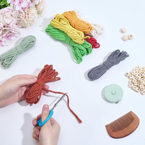 ACRNIGHEET 10PCS DIY Macrame Keychain Kit للبالغين المبتدئين DIY Letter Boho Macrame Keychain مع شرابة الحرفية عدة سلسلة المفاتيح صنع عدة لمحفظة الكبار حقيبة الهاتف تتضمن حلقات المفاتيح والتعليمات in Saudi Arabia