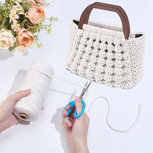 BEUNITONE DIY Macrame Shell Bag Kit for Beginners Purse Making Kit for Women DIY Handmade Beach Bag DIY Kit for Starter Macrame Tote Bag Kit with D Shaped Bag Handles with Step-by-Step Instructions in Saudi Arabia