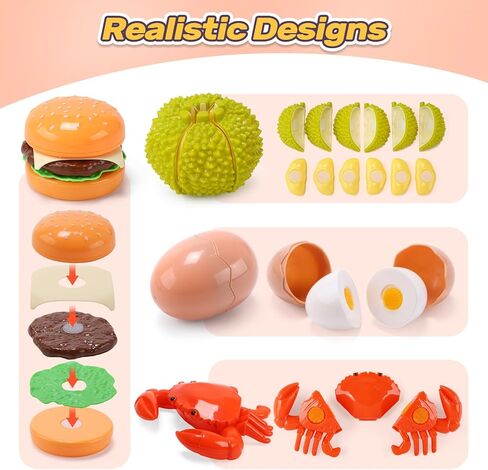 CUTE STONE Kids Kitchen Accessories, Toy Pots & Pans Set with Sound & Light Induction Cooktop, Cuttable & Peelable Play Food, Cooking Utensils, Educational Role Play Gift for Toddlers & Kids Ages 3+ in Kuwait