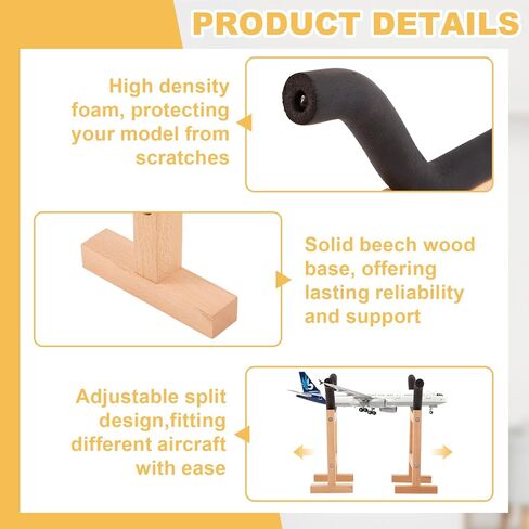 حامل طائرة Blulu RC مصنوع من الخشب قابل للتعديل 2 حامل طائرة RC لنماذج الطائرات لعرض صيانة الطائرات وإصلاحها وإكسسوارات طاولة العمل in Kuwait
