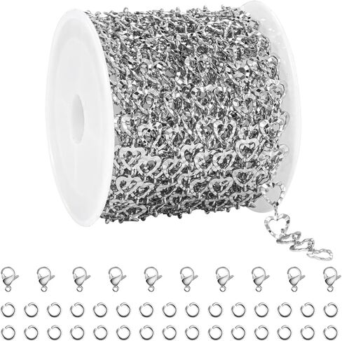 YOUBEIYEE 13 Feet Gold Plated Cross Chain for Jewelry Making Stainless Steel Bar Link Chains Bulk on Spool with Jump Rings Lobster Clasps in Saudi Arabia