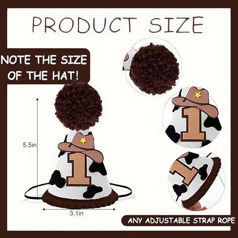Cowboy First Birthday Crown,My First Rodeo Birthday Party Hats, Western Cowboy 1st Rodeo Bday Decorations Party Supplies in Saudi Arabia