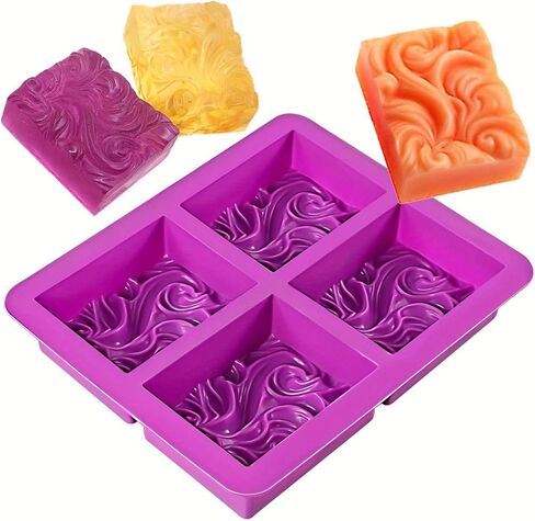 4-Cavity Wavy Flower Silicone Handmade Soap Mold Cake Mold DIY Aromatherapy Plaster Mold Essential Oil Soap Mold in Saudi Arabia