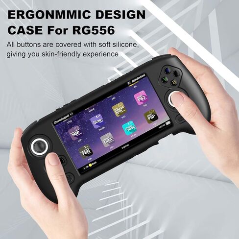 Silicone Protective Case for RG556, Only Compatible with Anbernic RG 556 Handheld Game Console Anti-Scratch Washable Soft Skin Case (Black) in Saudi Arabia
