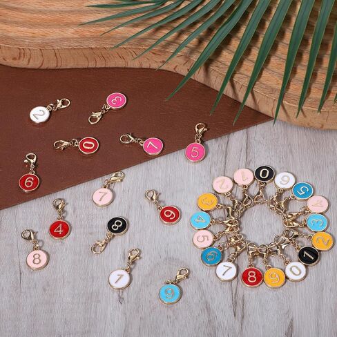 30PCS Colorful Number 0-9 Stitch Markers, Flat Round Number Stitch Marker with Lobster Clasp Alloy Crochet Knit Locking Removable Clip On Charms for Knitting Weaving Sewing DIY Jewelry Making in Saudi Arabia