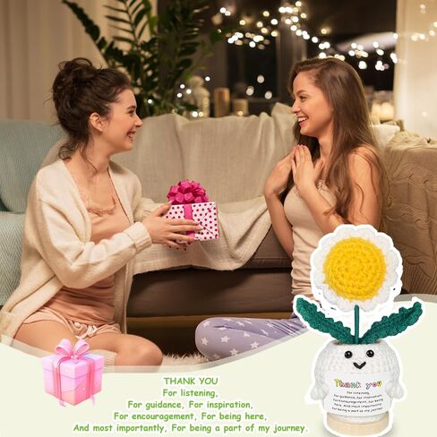6PCS Thank You Gifts For Women Friends Positive Crochet Flowers Teacher Appreciation Gifts Inspirational Emotional Support Crochet Sunflower, Small Unique Gift Set for Sister Mom Mother Volunteer in Saudi Arabia