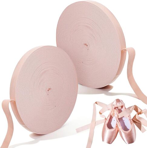 2 Rolls Ballet Pointe Shoe Elastic Ribbon - 43.7 Yards Each Stretch Satin Ballet Straps for Women Dance Accessories (0.79 Inches Width) in Kuwait