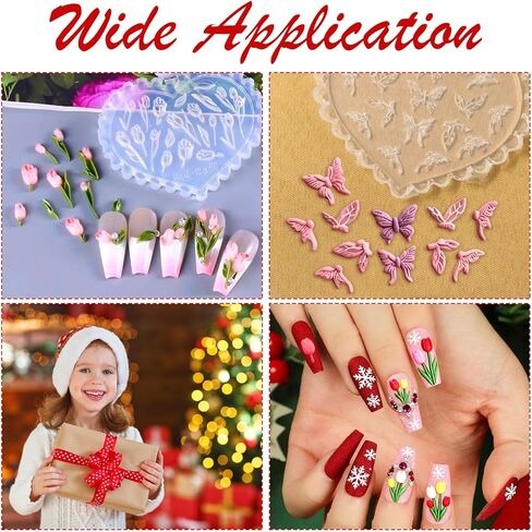 4PCS Spring Theme Polymer Clay Molds Mini Tulips Peach Blossom Flowers Leaves Butterfly Silicone Molds for DIY Earrings Jewelry Crafts Making in Saudi Arabia