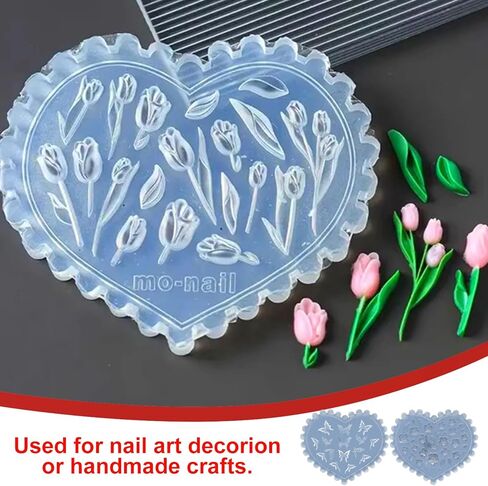 4PCS Spring Theme Polymer Clay Molds Mini Tulips Peach Blossom Flowers Leaves Butterfly Silicone Molds for DIY Earrings Jewelry Crafts Making in Saudi Arabia
