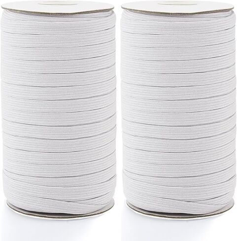 160 Yards Elastic Band 3/8 inch Wide White Elastic Strap High Elastic Cord for Sewing Waistband and Pants Waist, 2 Rolls, 80 Yards/Roll in Saudi Arabia