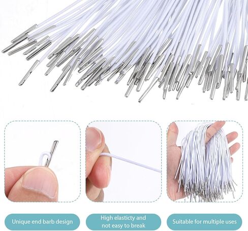 100pcs Elastic Barbed Cord with Metal Ends, 11.8 Inch Round Elastic Cord Soft Stretch Band for Mask Making Book Binding Hanging Hat Menus DIY Party in Saudi Arabia
