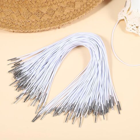 100pcs Elastic Barbed Cord with Metal Ends, 11.8 Inch Round Elastic Cord Soft Stretch Band for Mask Making Book Binding Hanging Hat Menus DIY Party in Saudi Arabia