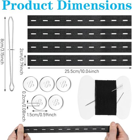 Adjuster Jean Tightener for Waist Pant, 10sets Elastic for Sewing, Button Extenders for Jeans, Pants Button Tightener & Waistband Extenders, Jean Buttons for Loose Jeans in Saudi Arabia