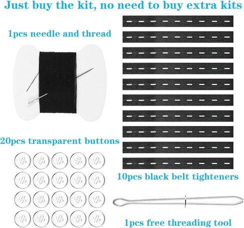 Adjuster Jean Tightener for Waist Pant, 10sets Elastic for Sewing, Button Extenders for Jeans, Pants Button Tightener & Waistband Extenders, Jean Buttons for Loose Jeans in Saudi Arabia