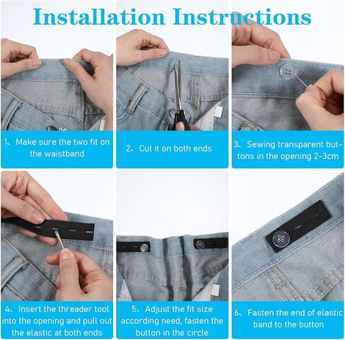 Adjuster Jean Tightener for Waist Pant, 10sets Elastic for Sewing, Button Extenders for Jeans, Pants Button Tightener & Waistband Extenders, Jean Buttons for Loose Jeans in Saudi Arabia