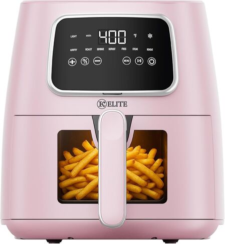 Kitchen Elite 5.5 Qt. Digital Air Fryer, Countertop Cooker with LED Screen, Presets for Air Fry, Roast, Dehydrate, Defrost and Reheat, Pink in Saudi Arabia