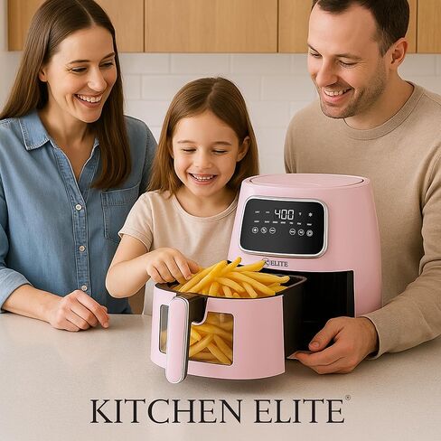 Kitchen Elite 5.5 Qt. Digital Air Fryer, Countertop Cooker with LED Screen, Presets for Air Fry, Roast, Dehydrate, Defrost and Reheat, Pink in Saudi Arabia