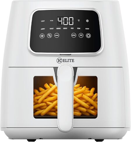 Kitchen Elite 5.5 Qt. Digital Air Fryer, Countertop Cooker with LED Screen, Presets for Air Fry, Roast, Dehydrate, Defrost and Reheat, Pink in Saudi Arabia