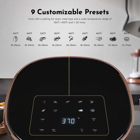 مقلاة هوائية 3.6QT مع شاشة رقمية و9 إعدادات مسبقة، تتضمن صينية خبز للقلي بالهواء وإعادة التسخين، مثالية للمطابخ الصغيرة والمساكن والشقق in Kuwait