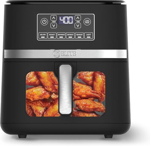 Kitchen Elite 5.5 Qt. Digital Air Fryer, Countertop Cooker with LED Screen, Presets for Air Fry, Roast, Dehydrate, Defrost and Reheat, Pink in Saudi Arabia