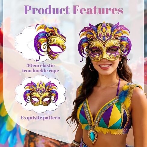 24 Pcs Masquerade Masks Pack Intended for Mardi Gras Masks Bulk Paper Vintage Carnival Mask for Masquerade Party Supplies for Women Man New Orleans Dress Up Photo Booth Prop Prom Decor Party Favors in Saudi Arabia