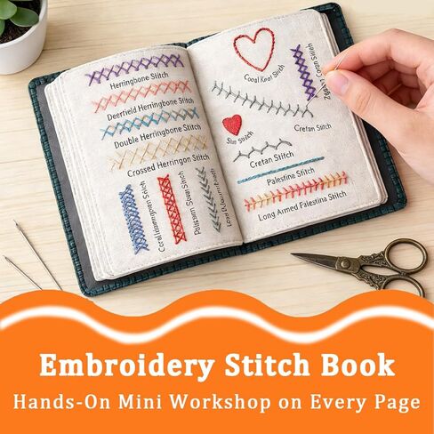The Ultimate Embroidery Learning Book, Embroidery Stitch Book with Multiple Sewing Kit, DIY Sewing Books of Stitches for Beginners and Enthusiast, 106 Unique Patterns in Saudi Arabia