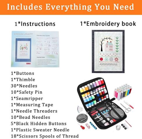 The Ultimate Embroidery Learning Book, Embroidery Stitch Book with Multiple Sewing Kit, DIY Sewing Books of Stitches for Beginners and Enthusiast, 106 Unique Patterns in Saudi Arabia