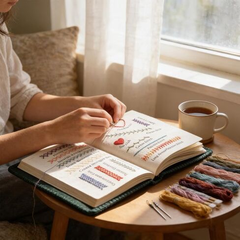The Ultimate Embroidery Learning Book, Embroidery Stitch Book with Multiple Sewing Kit, DIY Sewing Books of Stitches for Beginners and Enthusiast, 106 Unique Patterns in Saudi Arabia