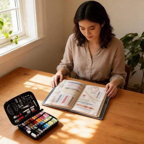 The Ultimate Embroidery Learning Book, Embroidery Stitch Book with Multiple Sewing Kit, DIY Sewing Books of Stitches for Beginners and Enthusiast, 106 Unique Patterns in Saudi Arabia