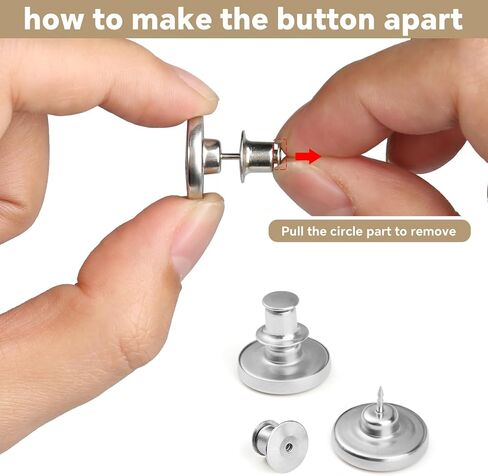 12 Pcs Jean Button Pins for Loose Jeans, No-Sew Nailess Removable Metal Jeans Buttons Replacement, Reusable and Adjustable Clothes Buttons in Saudi Arabia
