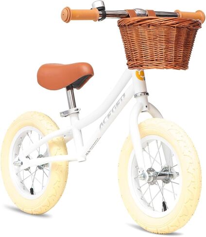ACEGER 12" Kids Balance Bike with Basket, No Pedal Toddler Bicycle for Early Learning Leg Strength and Steady Balancing, Durable Frame&Tool-Free Adjustable Seat, Gift Bike for 2-5 Kids in Kuwait