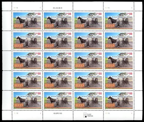 التوصيل المجاني للمناطق الريفية عشرين 32 سنتًا طوابع بريدية أمريكية سكوت 3090 بواسطة USPS in Saudi Arabia