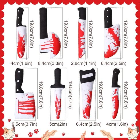 Honoson 8 Pcs Knife Cat Chew Toys Catnip Toys Interactive Stuffed Kitten Chew Toys Teething Resistant for Christmas Halloween Indoor Kitten Cats Boredom Relief Teeth Cleaning(Knife Pattern) in Saudi Arabia